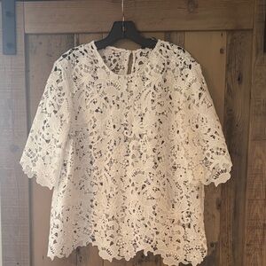 Zara crocheted White Lace Top